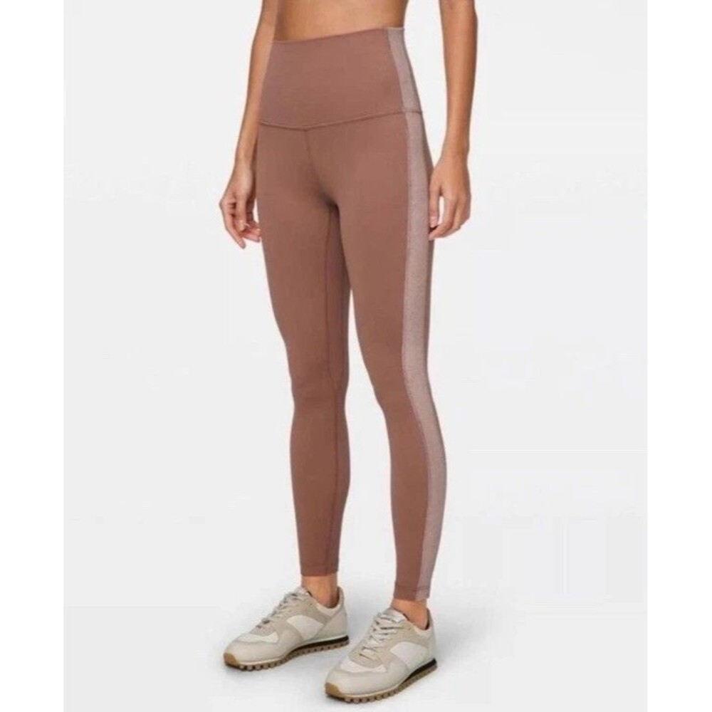 Lululemon High Rise Velvet Side Stripe Leggings Women’s Size 2 Blush 28”